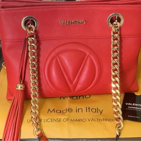 Valentino Red Shoulder Bag with Gold Hardware